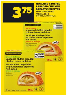 NO NAME® STUFFED BREADED CHICKEN BREAST CUTLETTES, 284 G