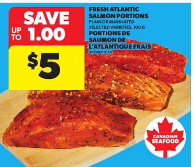 FRESH ATLANTIC SALMON PORTIONS, 100 G