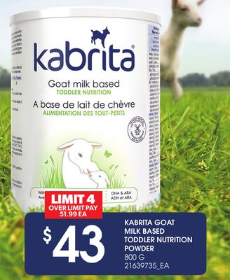 KABRITA GOAT MILK BASED TODDLER NUTRITION POWDER, 800 G