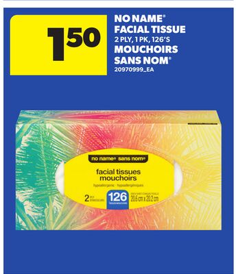 NO NAME® FACIAL TISSUE, 2 PLY, 1 PK, 126'S