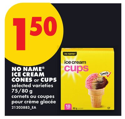 NO NAME® ICE CREAM CONES or CUPS, 75/80 g