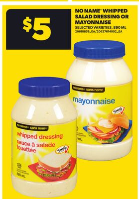 NO NAME® WHIPPED SALAD DRESSING OR MAYONNAISE, 890 ML