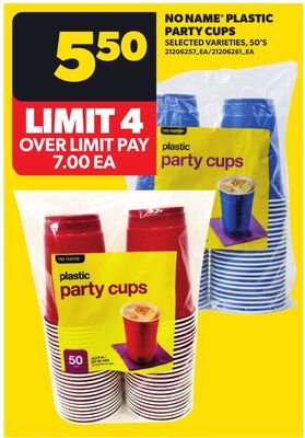 NO NAME® PLASTIC PARTY CUPS, 50'S