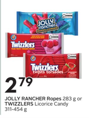 JOLLY RANCHER Ropes 283 g or TWIZZLERS Licorice Candy 311-454 g