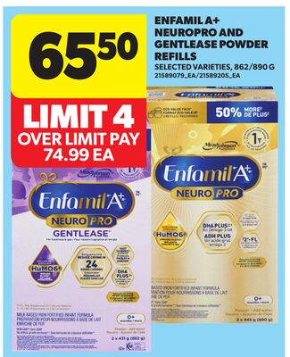 ENFAMIL A+ NEUROPRO AND GENTLEASE POWDER REFILLS, 862/890 G