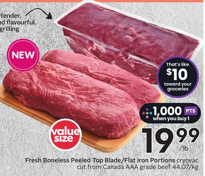 Fresh Boneless Peeled Top Blade/Flat Iron Portions