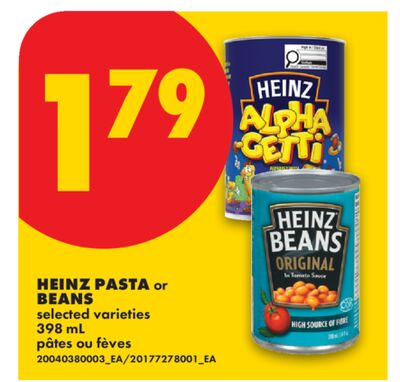 HEINZ PASTA or BEANS, 398 mL