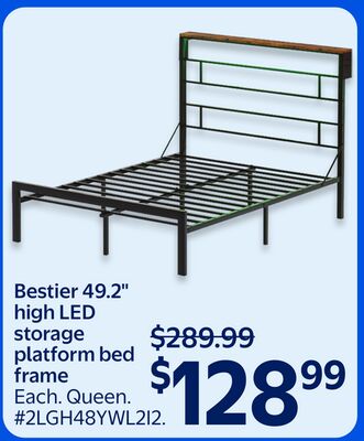 Bestier 49.2" high LED storage platform bed frame
