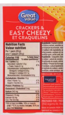 Great Value crackers snack pack
