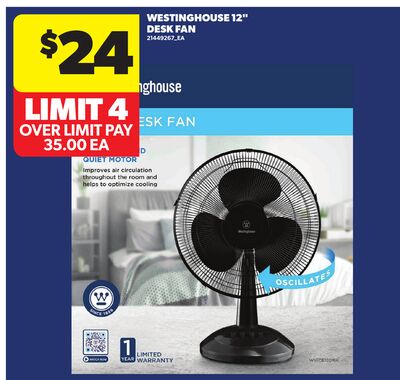WESTINGHOUSE 12" DESK FAN