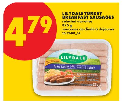 LILYDALE TURKEY BREAKFAST SAUSAGES, 375 g
