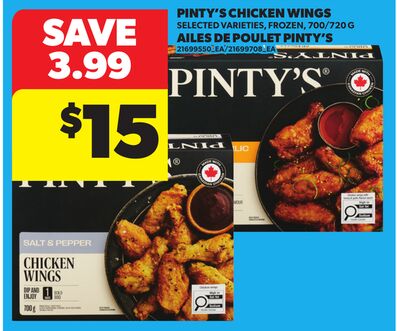 PINTY'S CHICKEN WINGS, 700/720 G