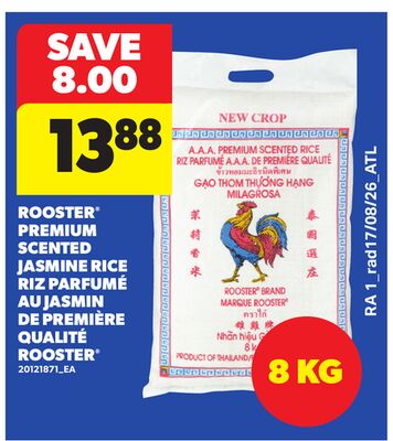 ROOSTER® PREMIUM SCENTED JASMINE RICE, 8 KG