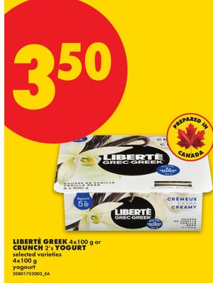 LIBERTÉ GREEK, 4x100 g or CRUNCH, 2's YOGURT