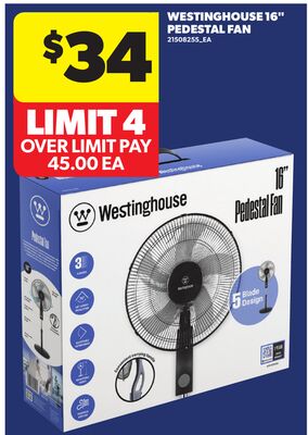 WESTINGHOUSE 16" PEDESTAL FAN