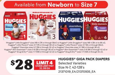 HUGGIES® GIGA PACK DIAPERS, SIZE N-7, 42-128S