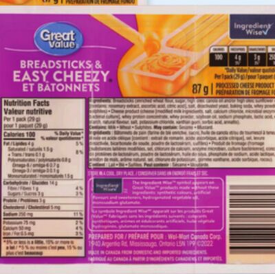 Great Value crackers and cheese snack pack