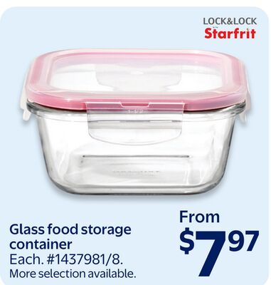Glass food storage container