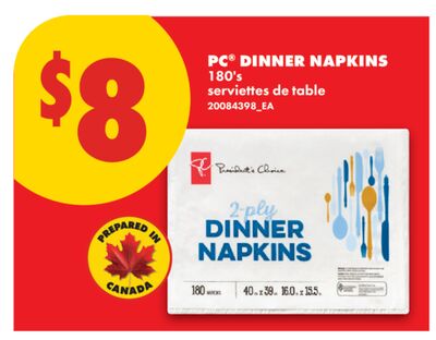 PC® DINNER NAPKINS, 180'S