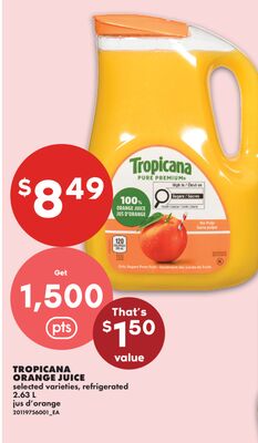 TROPICANA ORANGE JUICE, 2.63 L