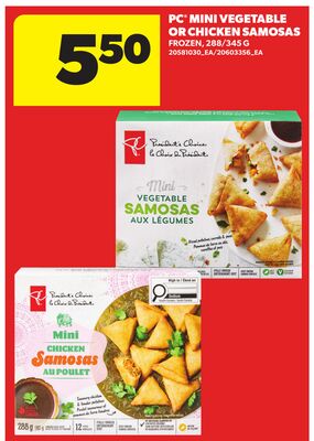 PC® MINI VEGETABLE OR CHICKEN SAMOSAS, 268/346 G
