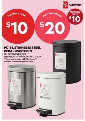 PC® 5 L STAINLESS STEEL PEDAL WASTE BIN