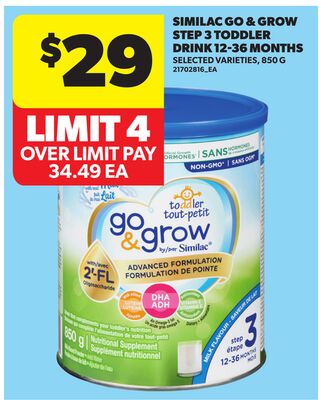 SIMILAC GO & GROW STEP 3 TODDLER DRINK 12-36 MONTHS, 850 G