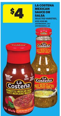 LA COSTENA MEXICAN SAUCE OR SALSA, 450/456 ML