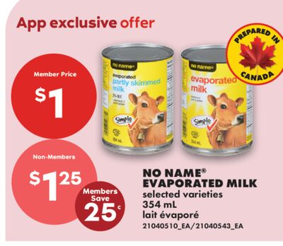NO NAME® EVAPORATED MILK, 354 ML