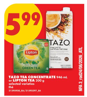 TAZO TEA CONCENTRATE, 946 mL or LIPTON TEA, 200 g