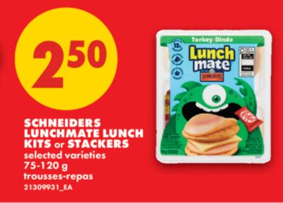 SCHNEIDERS LUNCHMATE LUNCH KITS OR STACKERS, 75-120 G