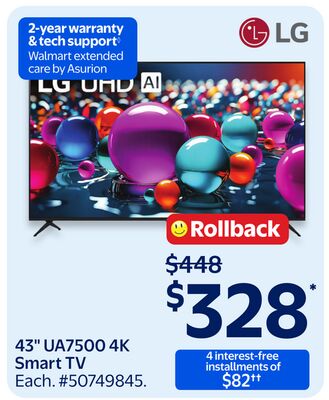 LG 43" UA7500 4K Smart TV