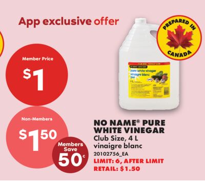 NO NAME® PURE WHITE VINEGAR, 4 L