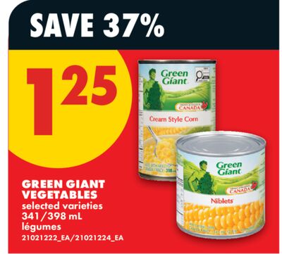 GREEN GIANT VEGETABLES, 341/398 ML