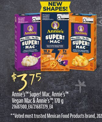 ANNIE'S™ SUPER! MAC, ANNIE'S™ VEGAN MAC & ANNIE'S™, 170 g