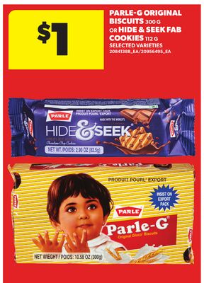 PARLE-G ORIGINAL BISCUITS 300 G Or HIDE & SEEK FAB COOKIES 112 G