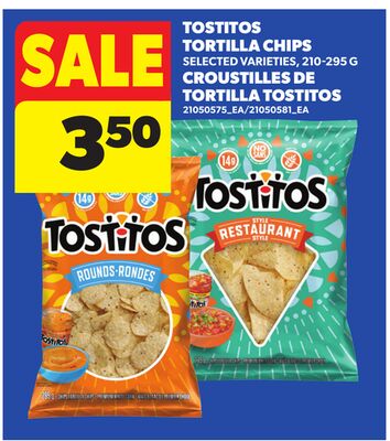TOSTITOS TORTILLA CHIPS, 210-295 G