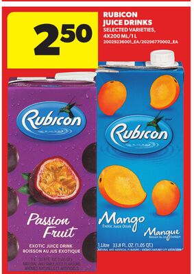 RUBICON JUICE DRINKS, 4X200 ML/1 L