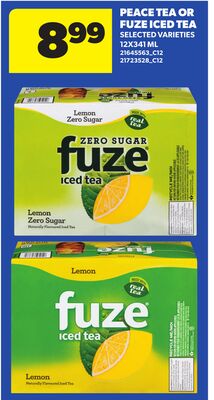 PEACE TEA OR FUZE ICED TEA, 12X341 ML
