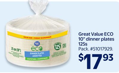 Great Value ECO 10" dinner plates 125s
