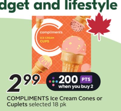 COMPLIMENTS Ice Cream Cones or Cuplets
