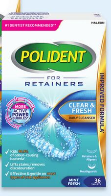 Polident overnight denture or retainer cleaners