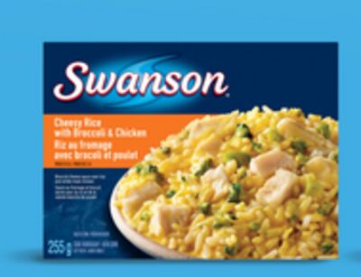 Swanson fettuccini Alfredo or cheesy rice with broccoli & chicken frozen entrees