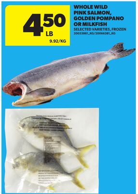 WHOLE WILD PINK SALMON, GOLDEN POMPANO OR MILKFISH