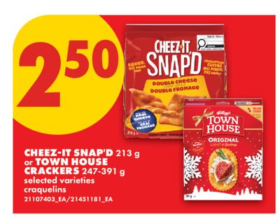 CHEEZ-IT SNAP'D, 213 G OR TOWN HOUSE CRACKERS, 247-391 G