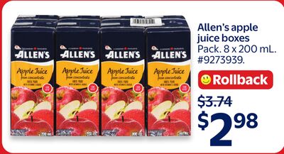Allen's apple juice boxes