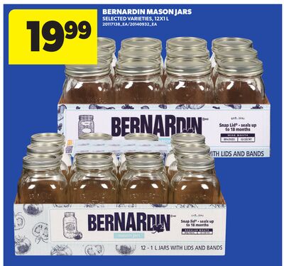 BERNARDIN MASON JARS, 12X1L