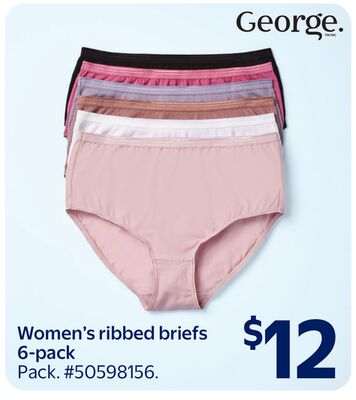 George Women's ribbed briefs 6-pack