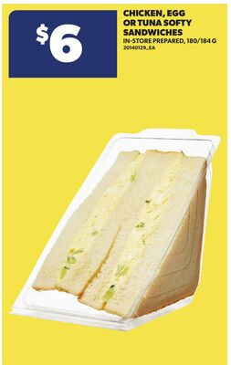 CHICKEN, EGG OR TUNA SOFTY SANDWICHES 180/164 G