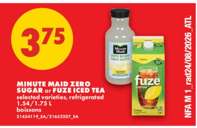 MINUTE MAID ZERO SUGAR OR FUZE ICED TEA, 1.54/1.75 L